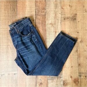 American Eagle Vintage Hi-Rise Jeans Sz 10 Dark Blue Denim Button Fly EUC